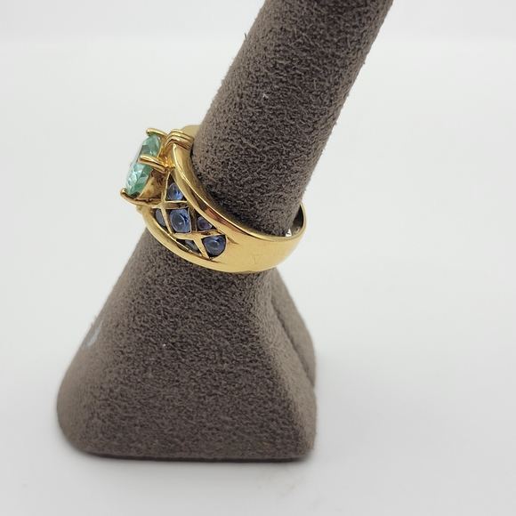 Vintage Sterling silver Vermil C^A Canada Aquamarine Lattice Filigree Ring - Picture 8 of 14